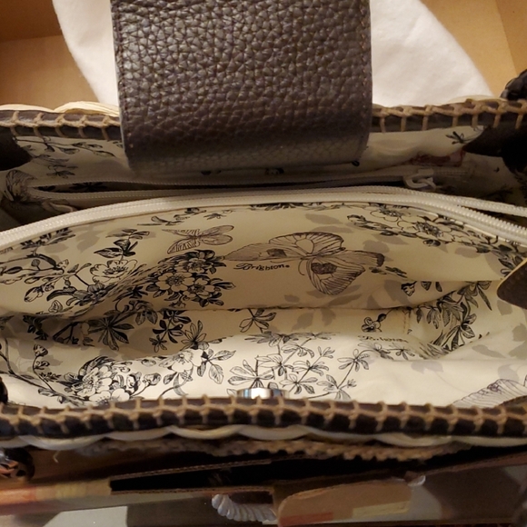 Brighton Cream and Brown Woven Flower Tote - Picture 3 of 3